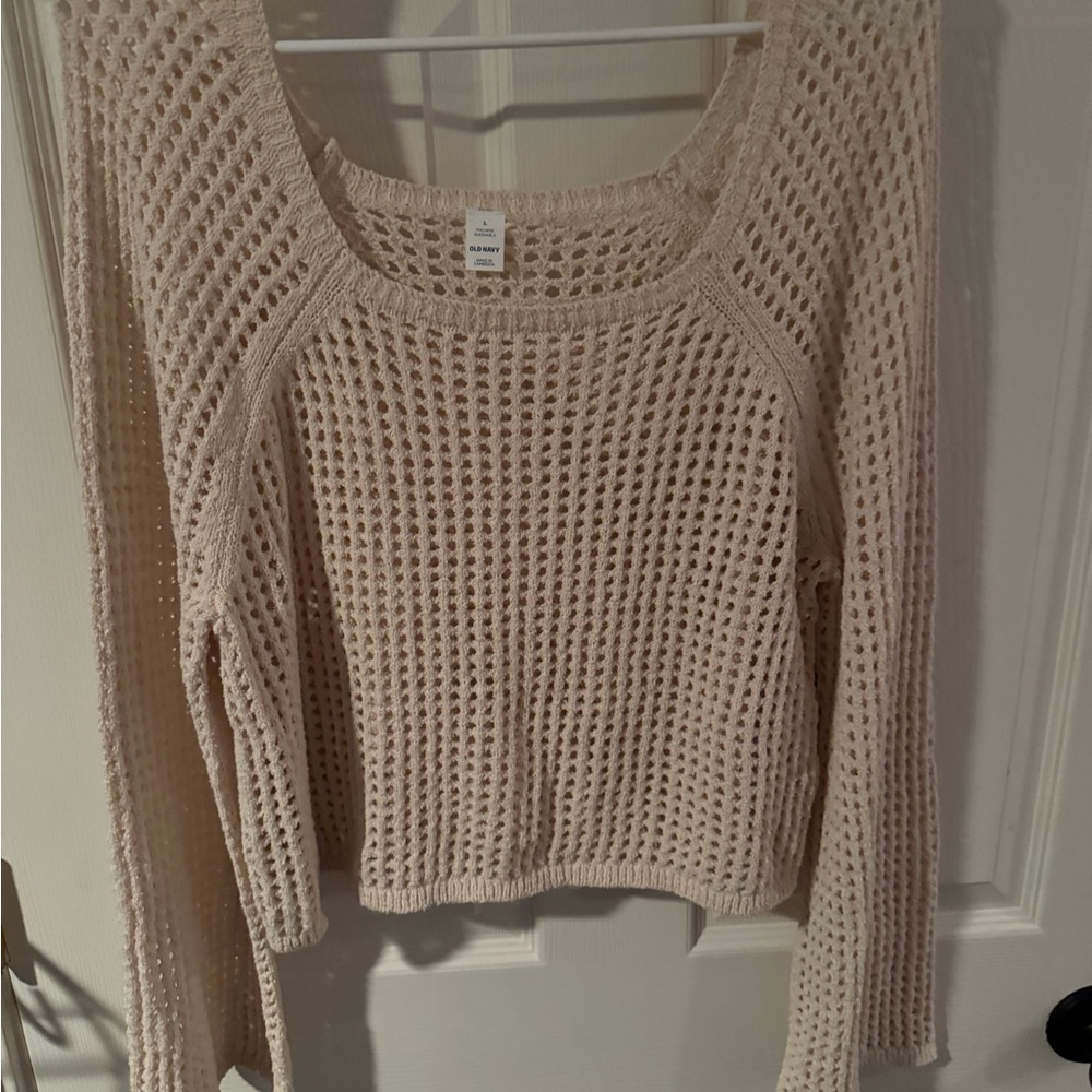 Old Navy Cream Crew Neck Sweater Chunky Knit